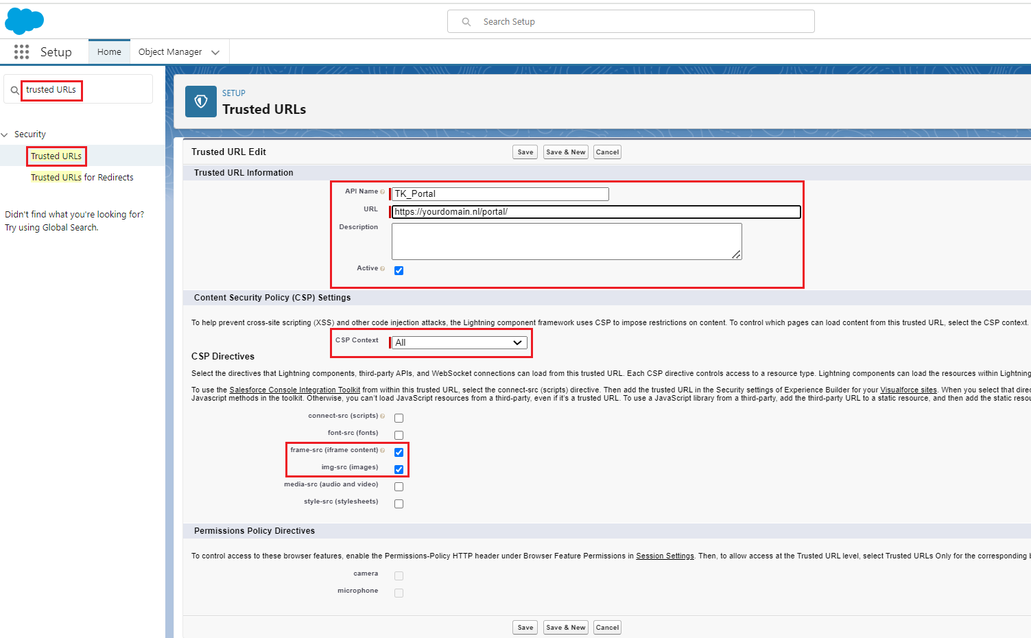 SF Trusted URL configuration