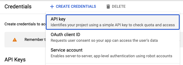 Create Credentials